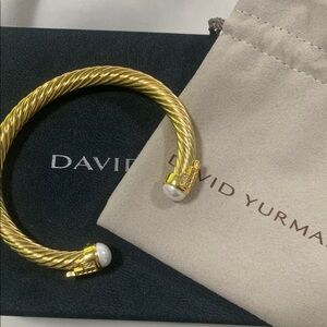 David Yurman Gold Bracelet with Pearl Ends